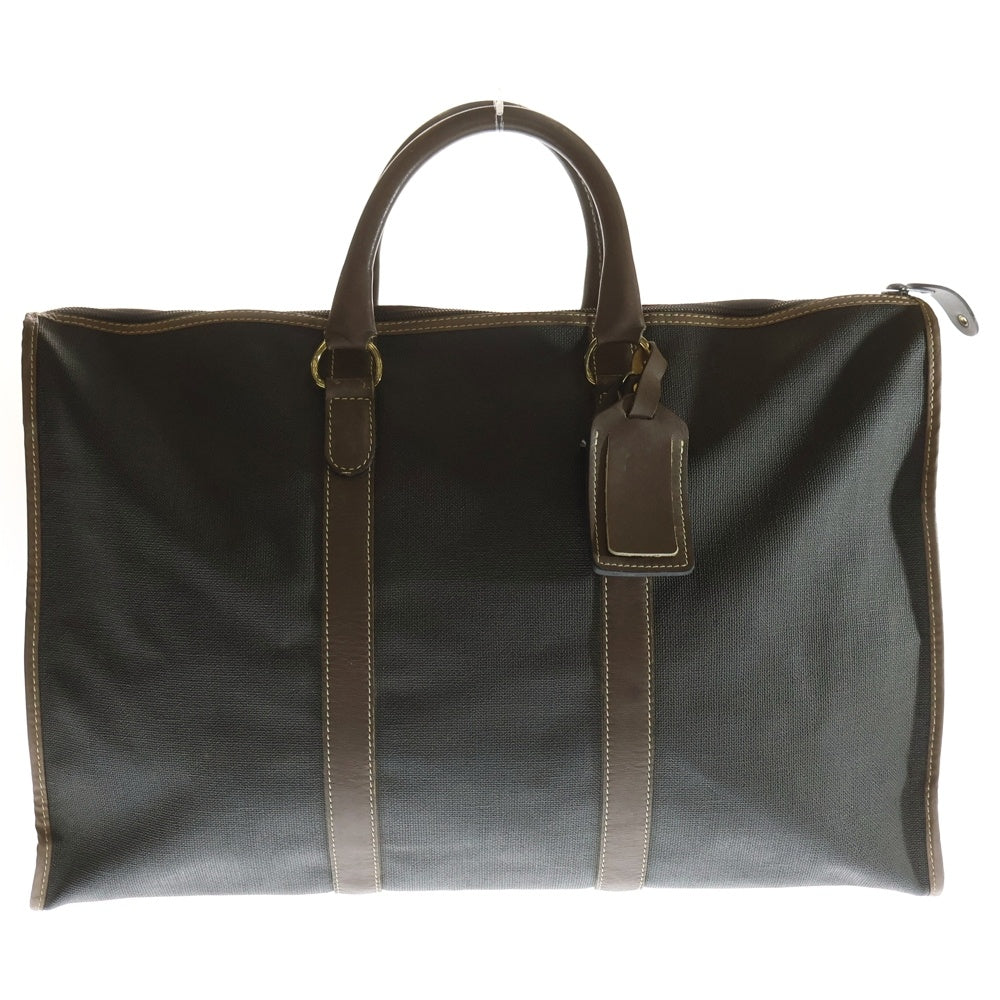 dunhill(ダンヒル) ワッペンロゴ PVC レザー ハンド ボストンバッグ ブラウン