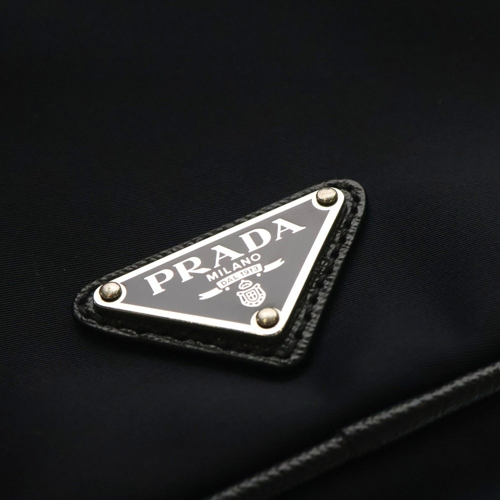 PRADA(プラダ) トライアングルロゴプレート テスートナイロン サフィアーノレザー ショルダーバッグ シルバー金具 ネイビー 2VH143