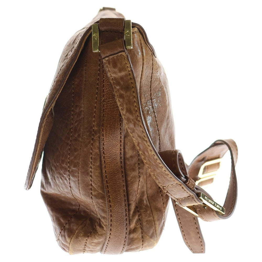 TORY BURCH(トリー バーチ) ウッドロゴプレート レザー ショルダーバッグ ゴールド金具 ブラウン