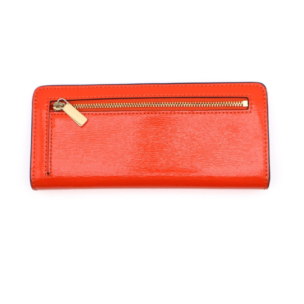 TORY BURCH(トリー バーチ) ロゴパテントレザーロングウォレット 二つ折り長財布 オレンジ