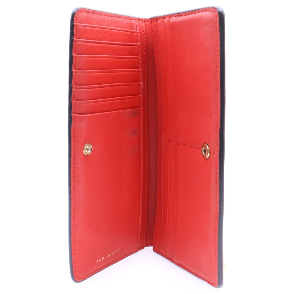 TORY BURCH(トリー バーチ) ロゴパテントレザーロングウォレット 二つ折り長財布 オレンジ