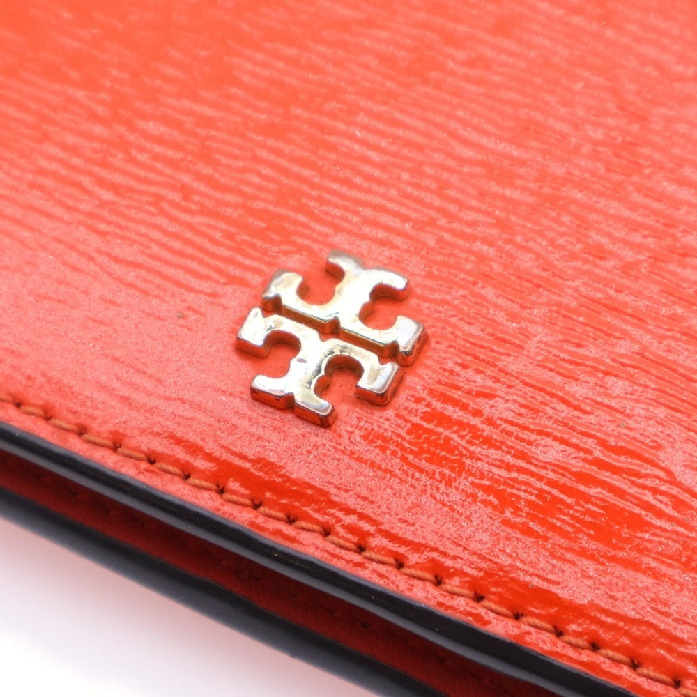 TORY BURCH(トリー バーチ) ロゴパテントレザーロングウォレット 二つ折り長財布 オレンジ