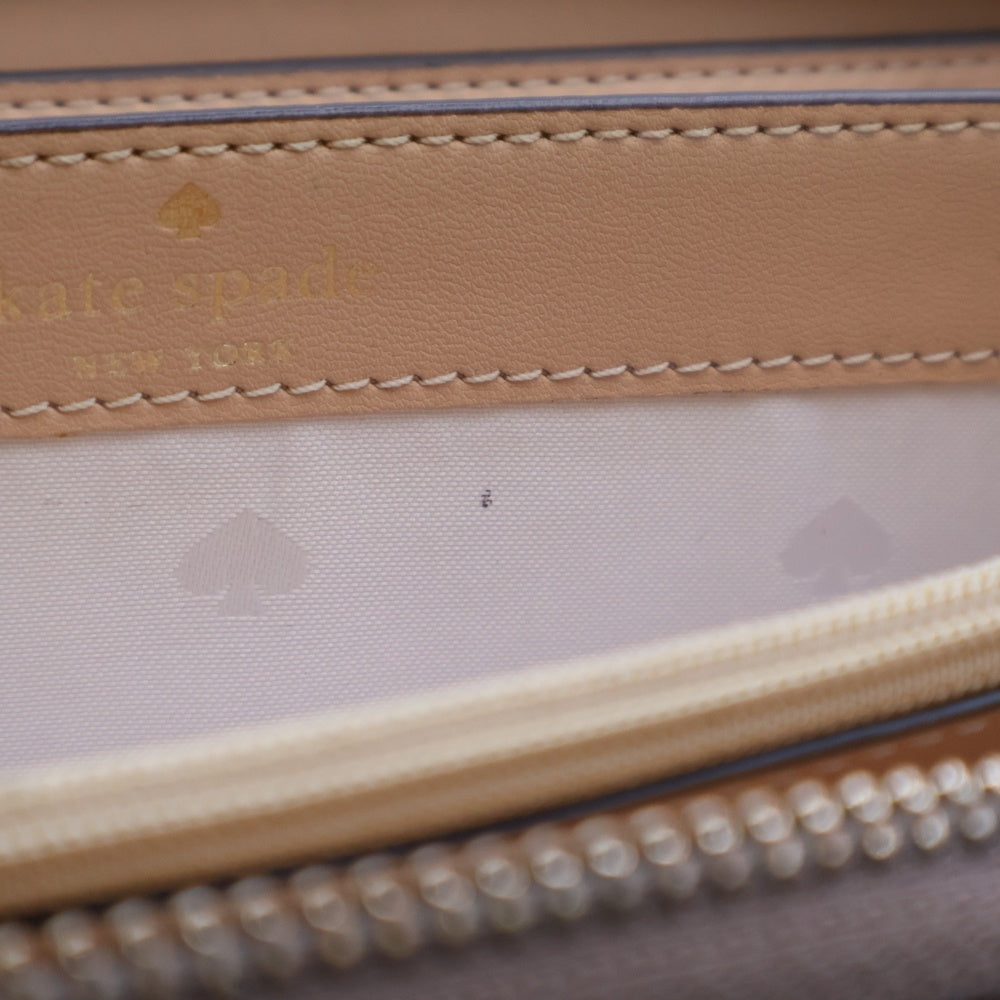 Kate Spade(ケイトスペード) スペード総柄ロゴ ラウンドファスナーレザーロングウォレット 長財布 ベージュ