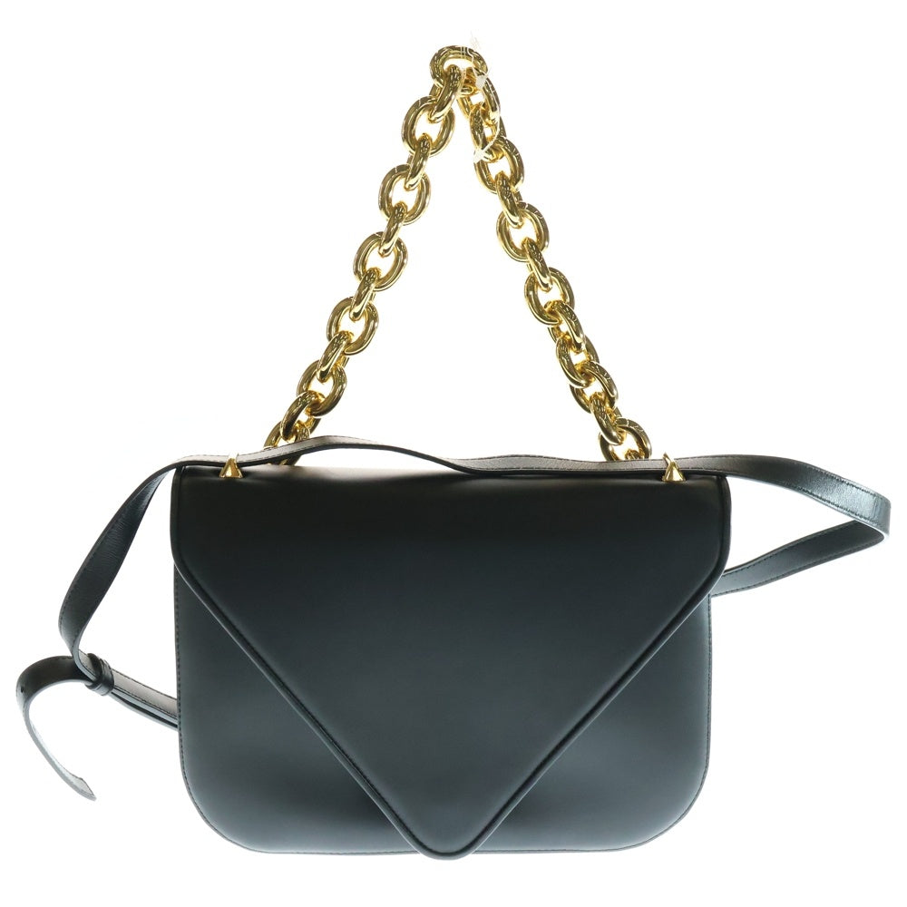 BOTTEGA VENETA(ボッテガヴェネタ) マウント エンベロープ レザーショルダーバッグ ゴールド金具 ブラック