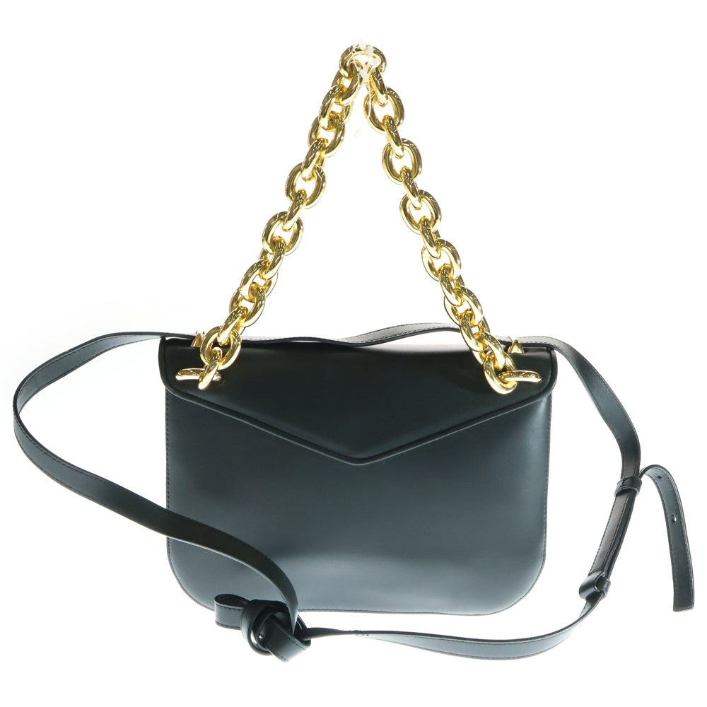 BOTTEGA VENETA(ボッテガヴェネタ) マウント エンベロープ レザーショルダーバッグ ゴールド金具 ブラック