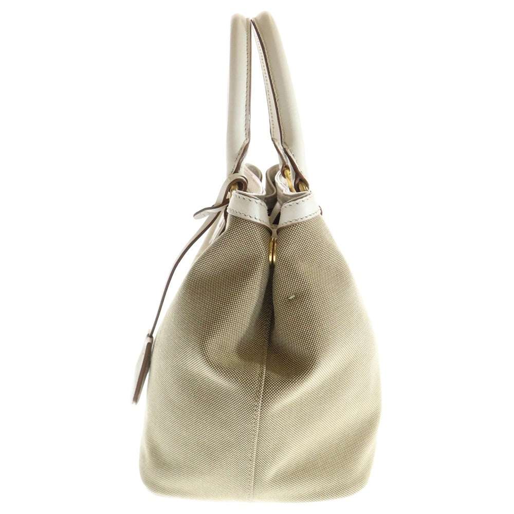 PRADA(プラダ) ロゴジャガード 2WAY ハンドバッグ ショルダーバッグ ベージュ×ホワイト 1BA172