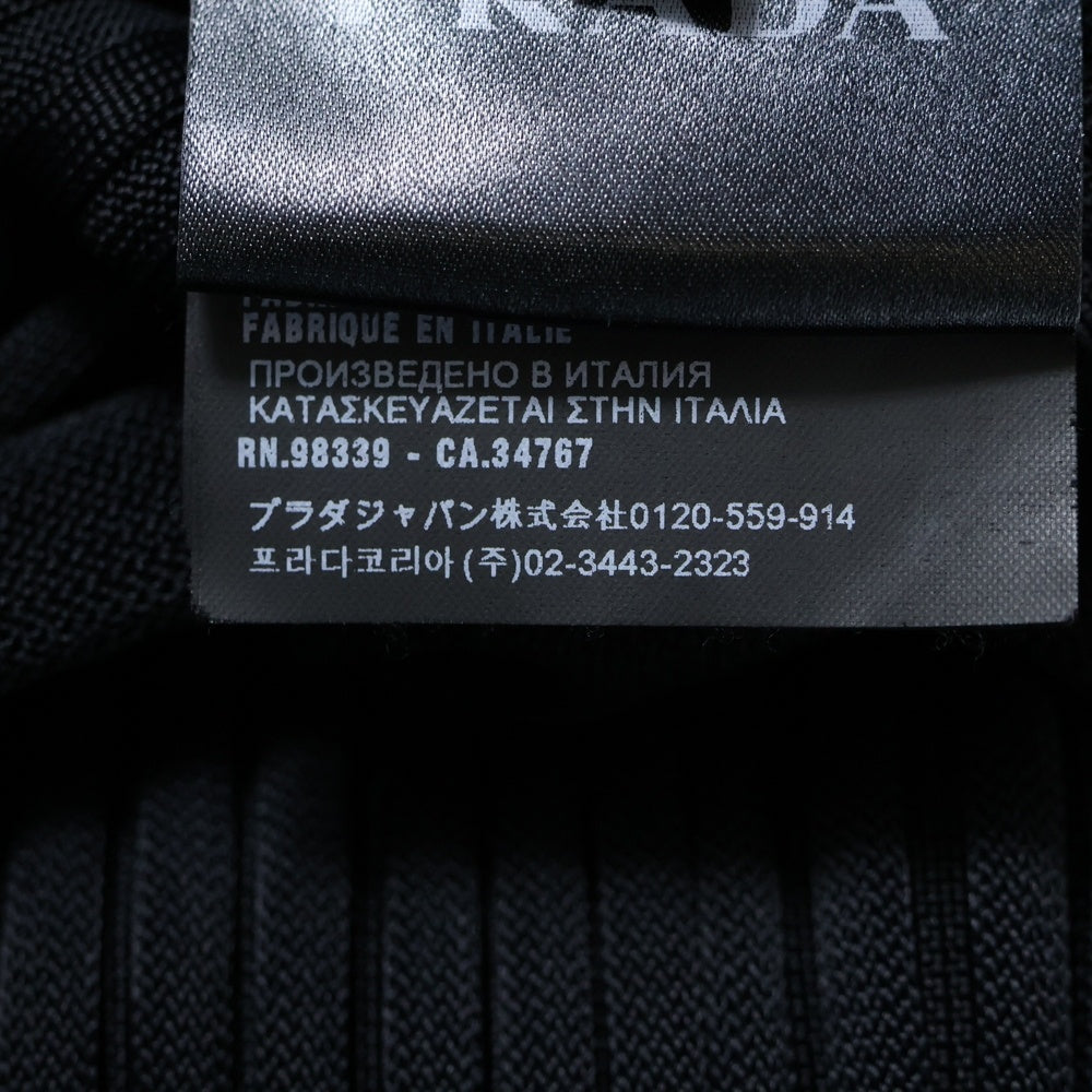 PRADA(プラダ) 16SS フリルデザイン Uネック ノースリーブ レーヨンリブニット ロングワンピース ドレス ブラック レディース 123290
