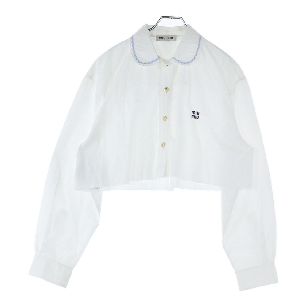 23AW miu miu ミュウミュウ オーバー 総柄 シャツ ロゴ刺繍入り オーバーサイズ フリーススウェットシャツ (MiuMiu