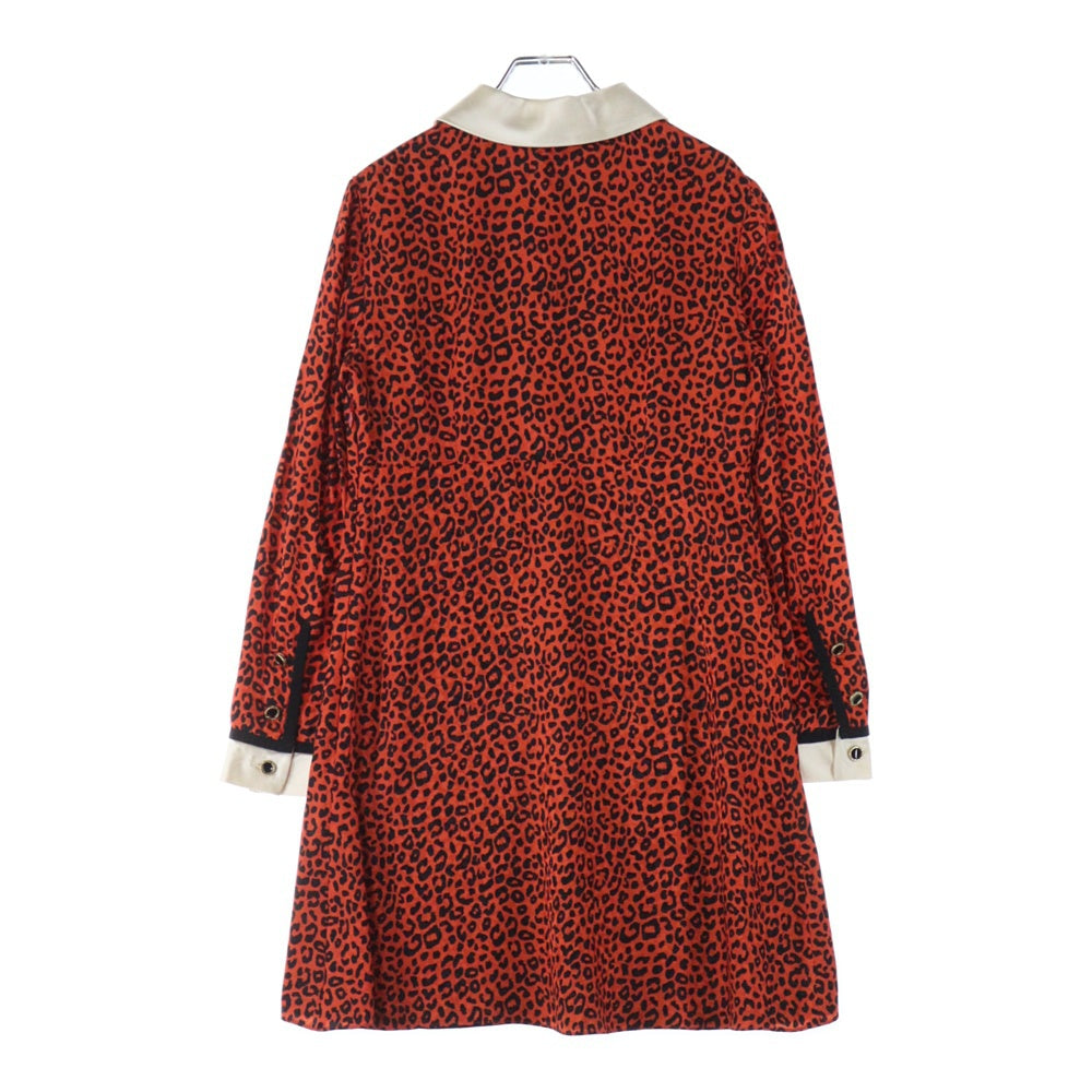 miumiu(ミュウミュウ) 19SS レオパード総柄プリント 丸襟 シルク ミディアムワンピース ドレス オレンジ レディース MF3582