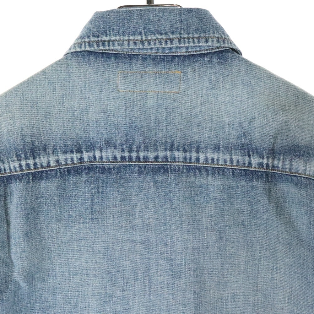 SAINT LAURENT PARIS(サンローランパリ) 19SS フリルデザイン スナップボタン レギュラーカラー ロングスリーブ 長袖シャツ インディゴ 623782