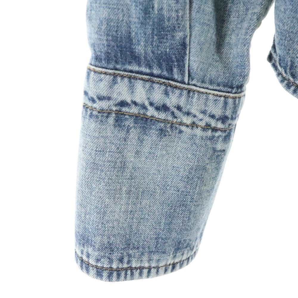 SAINT LAURENT PARIS(サンローランパリ) 19SS フリルデザイン スナップボタン レギュラーカラー ロングスリーブ 長袖シャツ インディゴ 623782