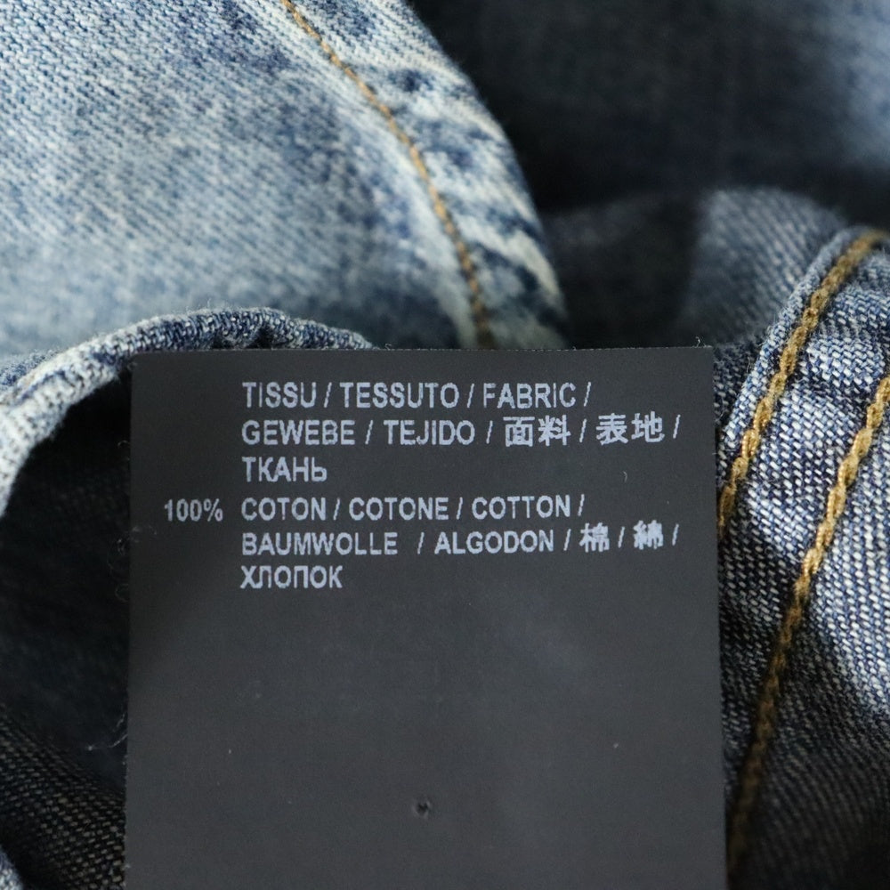 SAINT LAURENT PARIS(サンローランパリ) 19SS フリルデザイン スナップボタン レギュラーカラー ロングスリーブ 長袖シャツ インディゴ 623782