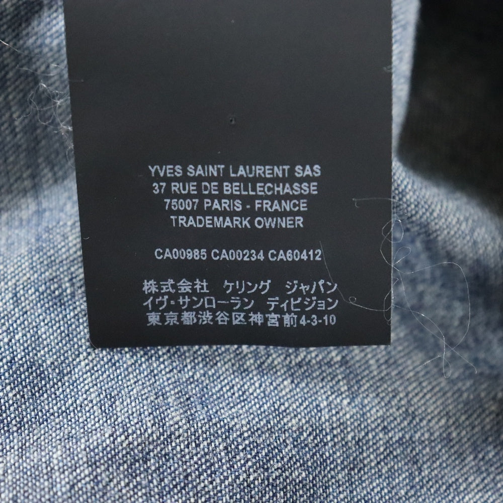 SAINT LAURENT PARIS(サンローランパリ) 19SS フリルデザイン スナップボタン レギュラーカラー ロングスリーブ 長袖シャツ インディゴ 623782