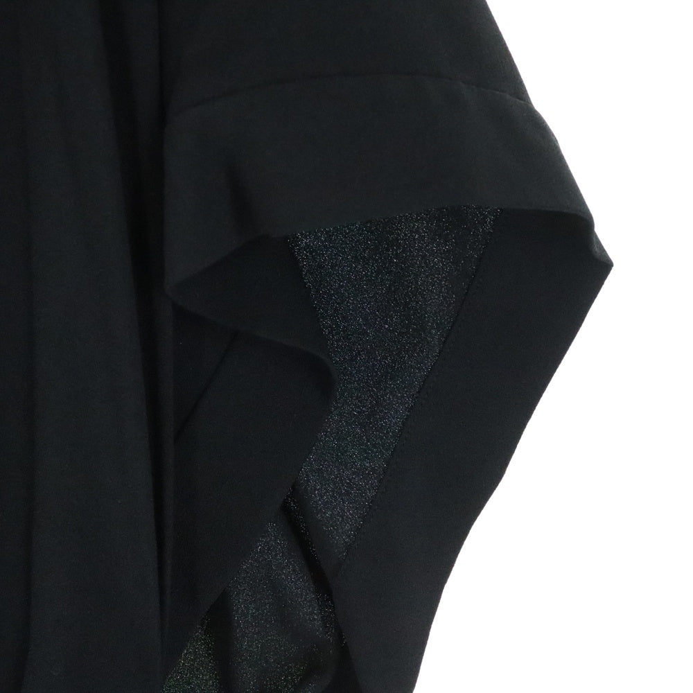 SAINT LAURENT PARIS(サンローランパリ) 16SS アシンメトリー ギャザーデザイン アセテート レーヨン 変形 ミディアムワンピース ドレス ブラック レディース 465794