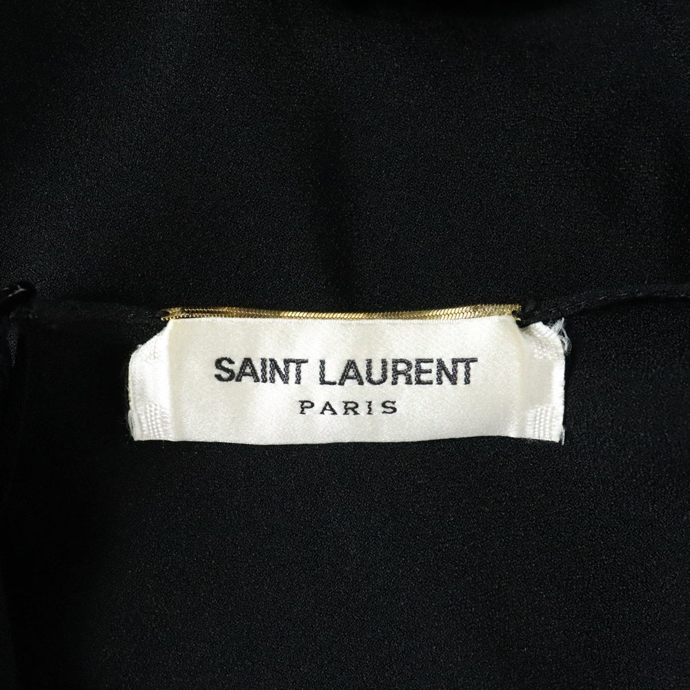 SAINT LAURENT PARIS(サンローランパリ) 16SS アシンメトリー ギャザーデザイン アセテート レーヨン 変形 ミディアムワンピース ドレス ブラック レディース 465794