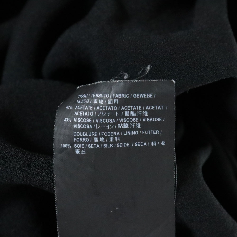 SAINT LAURENT PARIS(サンローランパリ) 16SS アシンメトリー ギャザーデザイン アセテート レーヨン 変形 ミディアムワンピース ドレス ブラック レディース 465794
