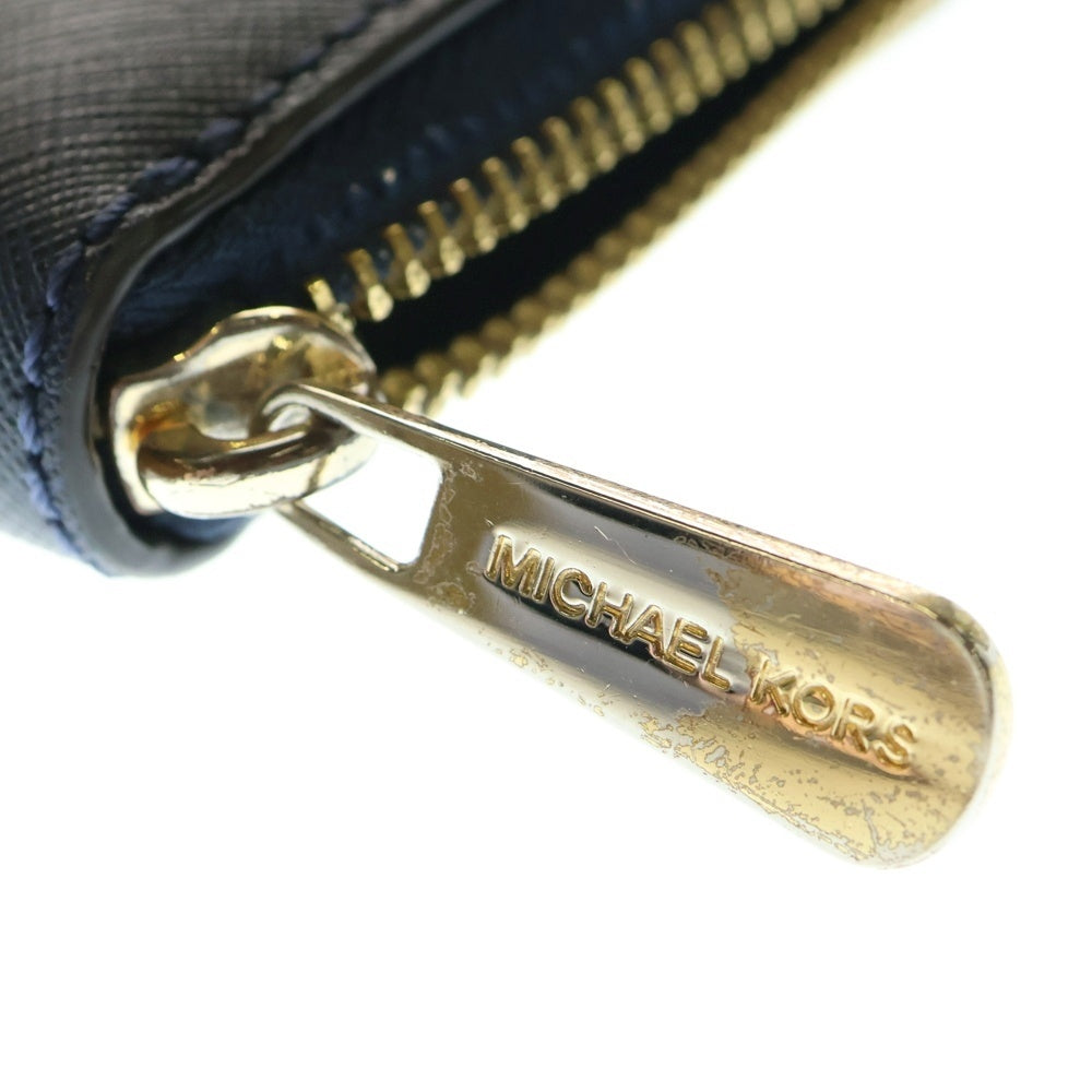 MICHAEL KORS(マイケルコース) ロングウォレット 長財布 カードケース ネイビー ゴールド金具 レザー