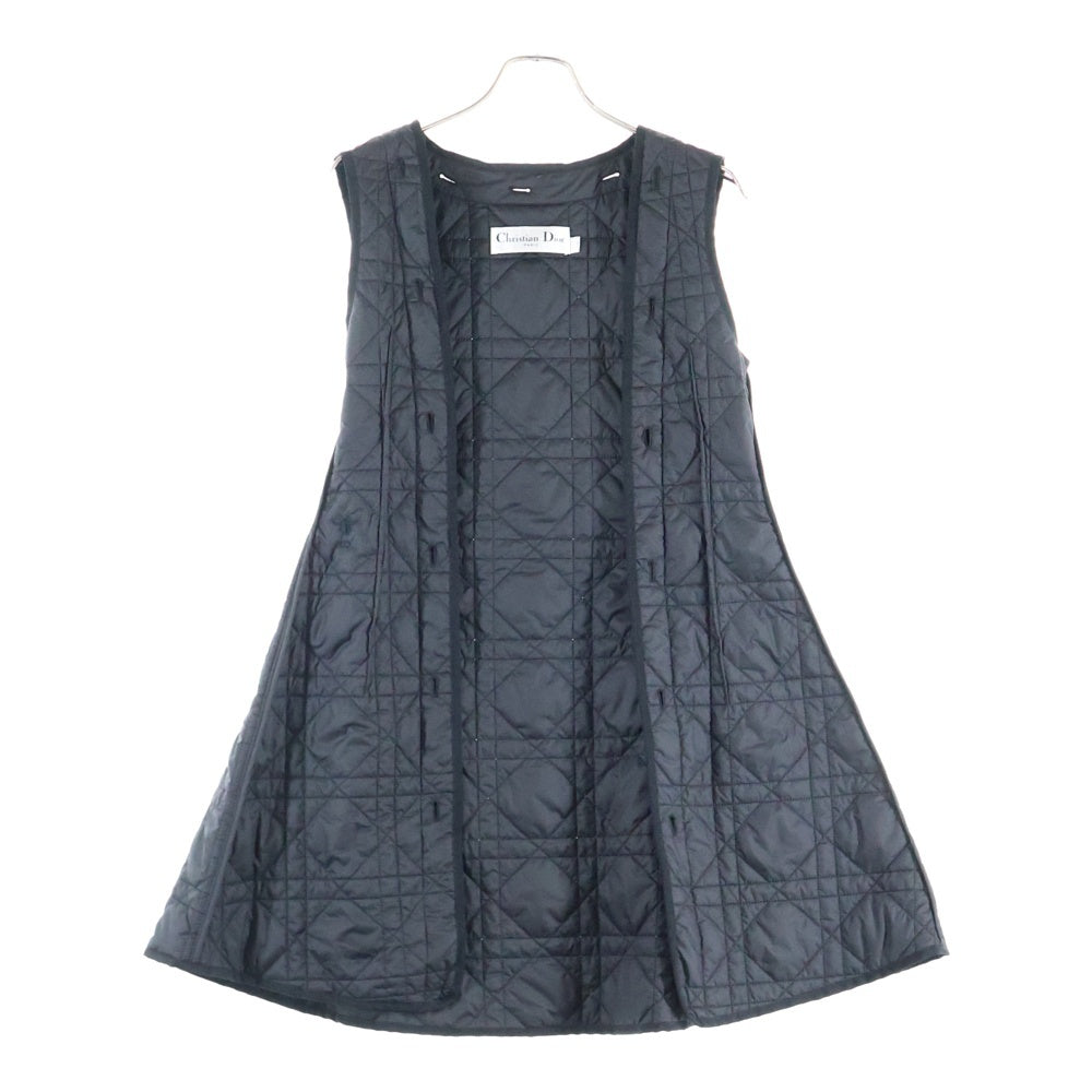 Christian Dior(クリスチャンディオール) 23AW ブラック モアレ BEEロゴ刺繍 変形 トレンチコート カナージュ キルティング ベスト ロングジャケット レディース 357M45A2787 82023