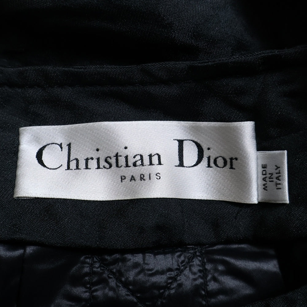 Christian Dior(クリスチャンディオール) 23AW ブラック モアレ BEEロゴ刺繍 変形 トレンチコート カナージュ キルティング ベスト ロングジャケット レディース 357M45A2787 82023