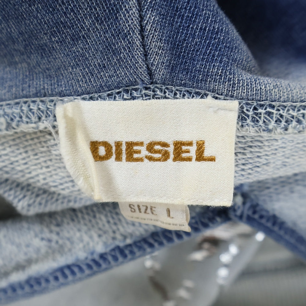 DIESEL(ディーゼル) フロントプリント パーカー プルオーバーフーディー インディゴブルー