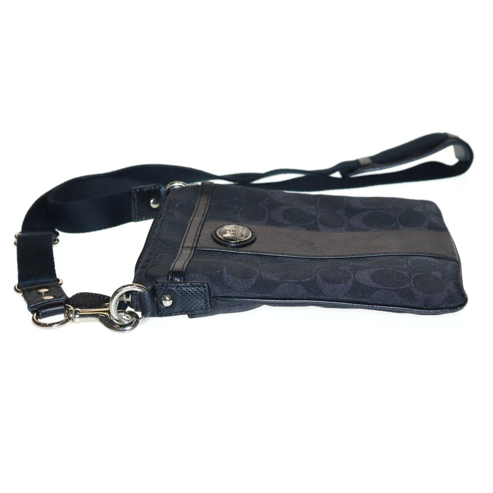 COACH(コーチ) ショルダーバッグ ミニバッグ ブラック レザー×キャンバス シルバー金具