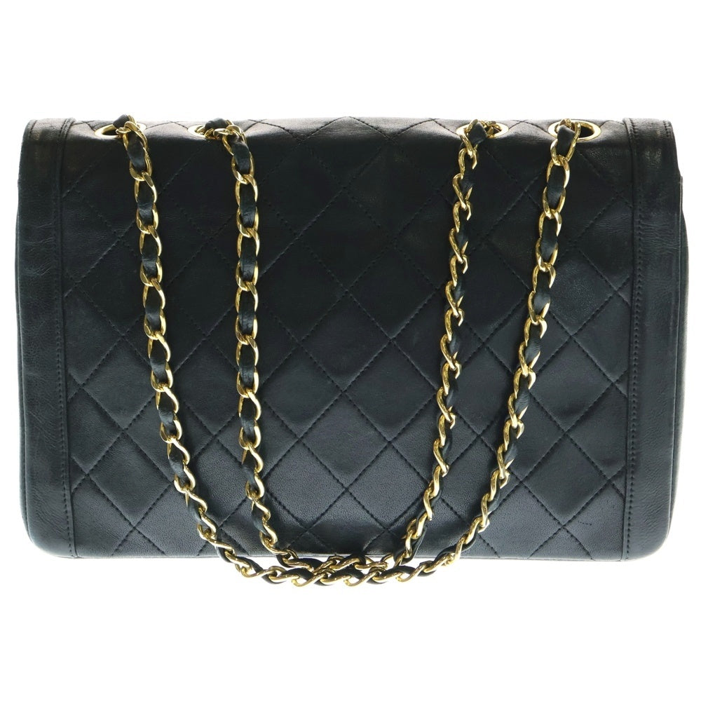 CHANEL(シャネル) マトラッセ25 ココマーク ラムスキン Sフラップ/Wチェーン レザーショルダーバッグ ブラック GD金具