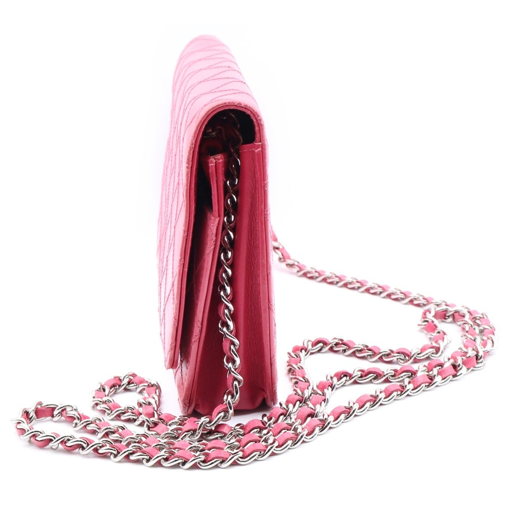 CHANEL(シャネル) ビコローレ ココマーク チェーンウォレット ショルダーバッグ ミニバッグ ピンク レザー シルバー金具