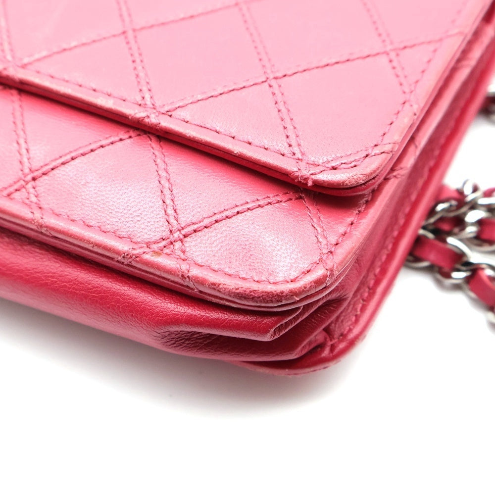 CHANEL(シャネル) ビコローレ ココマーク チェーンウォレット ショルダーバッグ ミニバッグ ピンク レザー シルバー金具