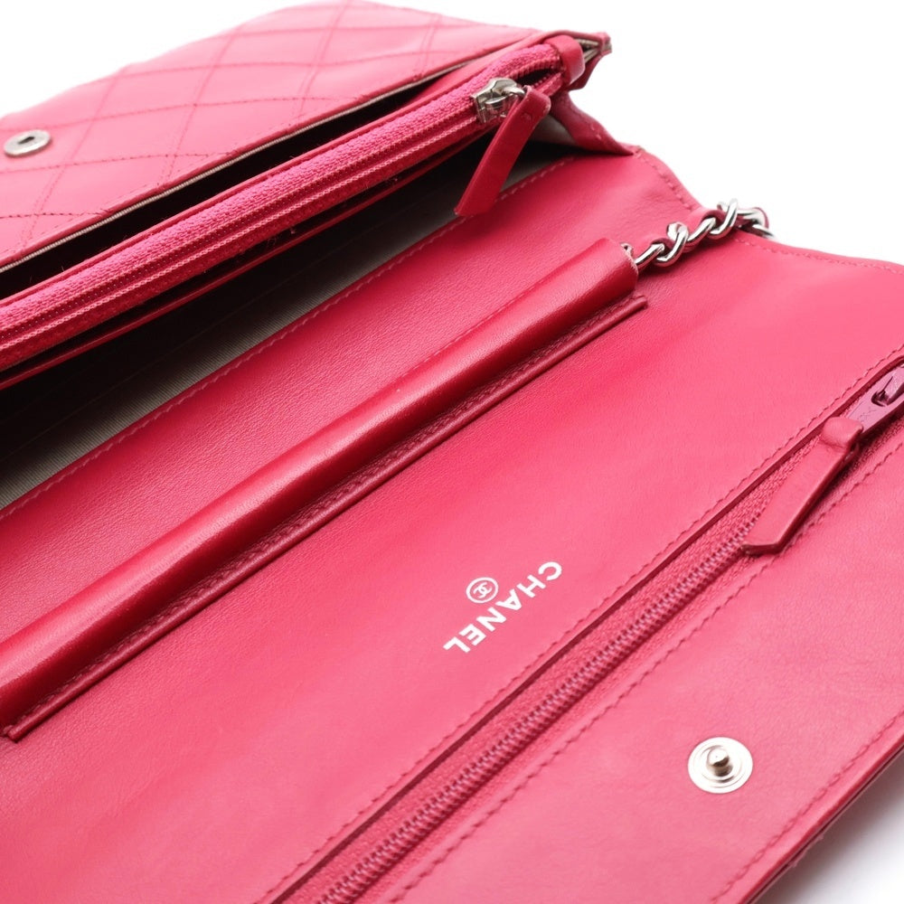 CHANEL(シャネル) ビコローレ ココマーク チェーンウォレット ショルダーバッグ ミニバッグ ピンク レザー シルバー金具