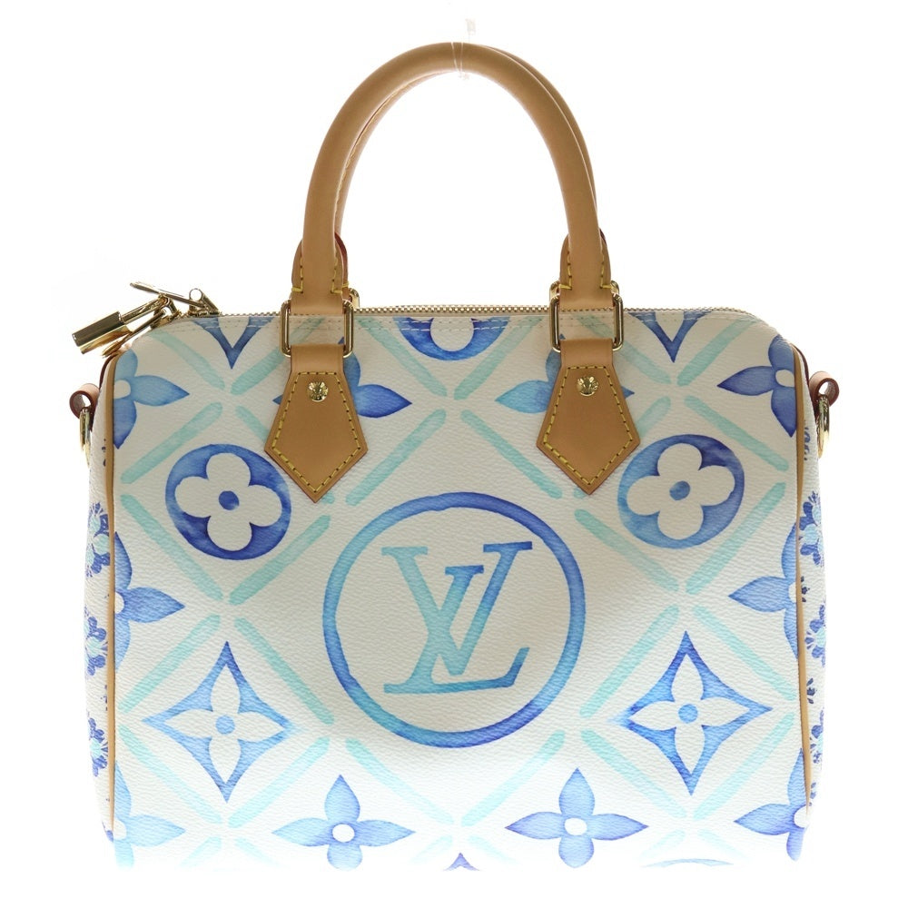 LOUIS VUITTON(ルイヴィトン) スピーディ バンドリエール25 モノグラム タイル PVC レザー 2WAY ハンド ショルダーバッグ ゴールド金具 ホワイト/ライトブルー M11264 レディース