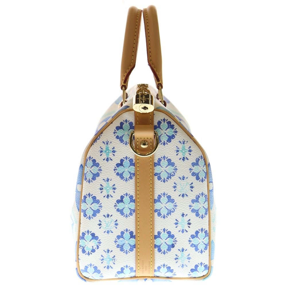 LOUIS VUITTON(ルイヴィトン) スピーディ バンドリエール25 モノグラム タイル PVC レザー 2WAY ハンド ショルダーバッグ ゴールド金具 ホワイト/ライトブルー M11264 レディース