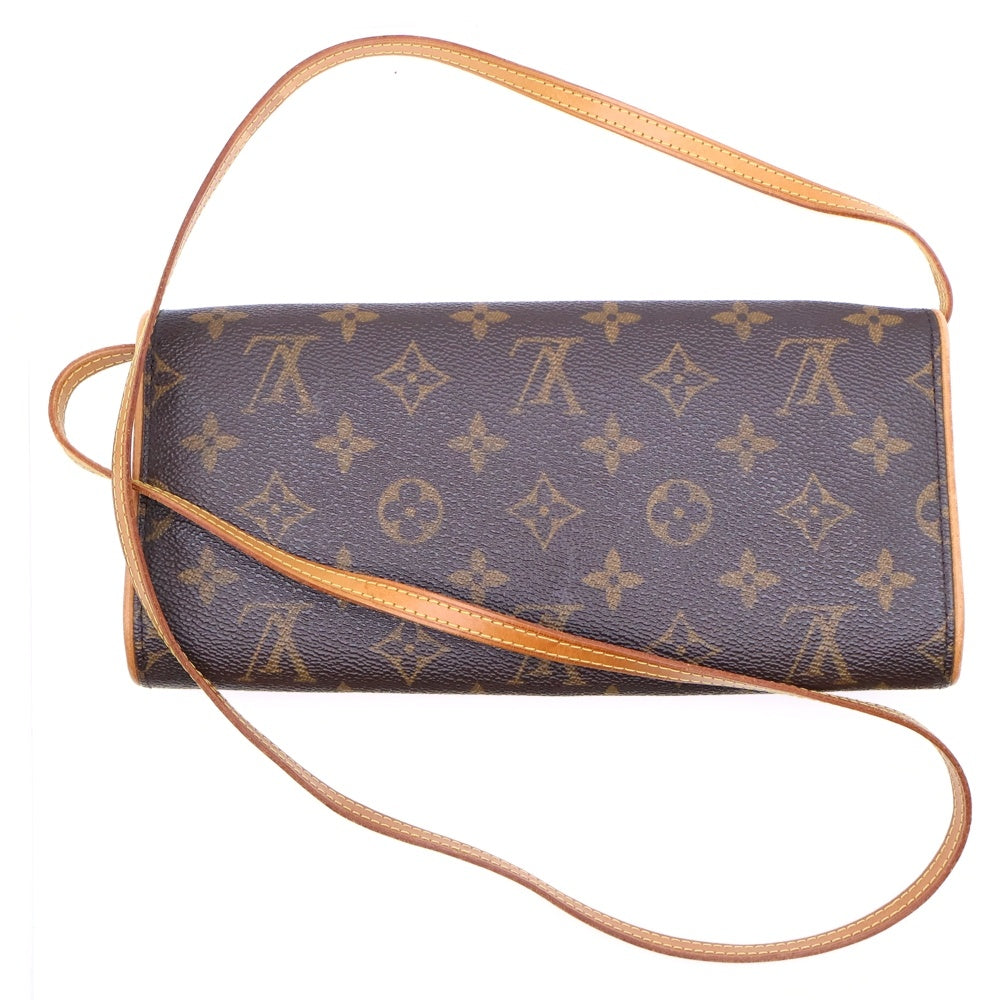 LOUIS VUITTON(ルイヴィトン) モノグラム ポシェットツインGM ショルダーバッグ ショルダーポシェット ミニバッグ ブラウン レザー×PVC M51852 ゴールド金具
