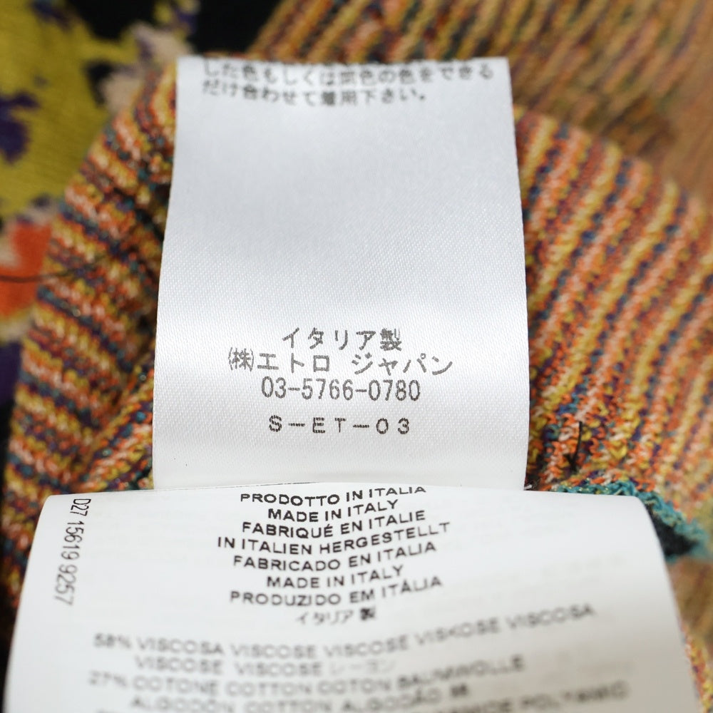 ETRO(エトロ) 17SS フラワー総柄ジャガード レーヨン クルーネック プルオーバー 長袖ニット セーター ブラック/オレンジ 172-15619-9257