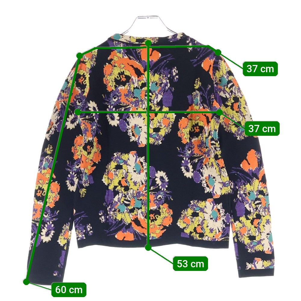 ETRO(エトロ) 17SS フラワー総柄ジャガード レーヨン クルーネック プルオーバー 長袖ニット セーター ブラック/オレンジ 172-15619-9257