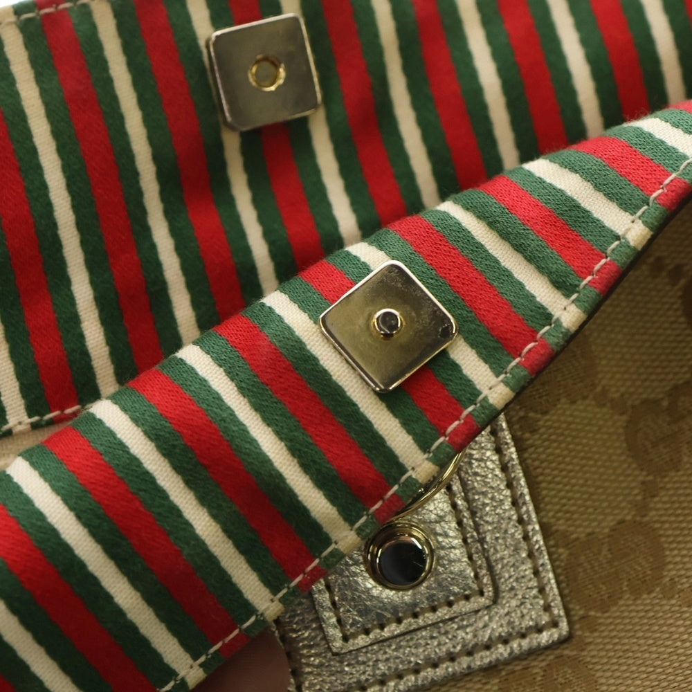 GUCCI(グッチ) アビー トートバッグ ハンドバッグ ベージュ×ゴールド キャンバス×レザー 141472 ゴールド金具