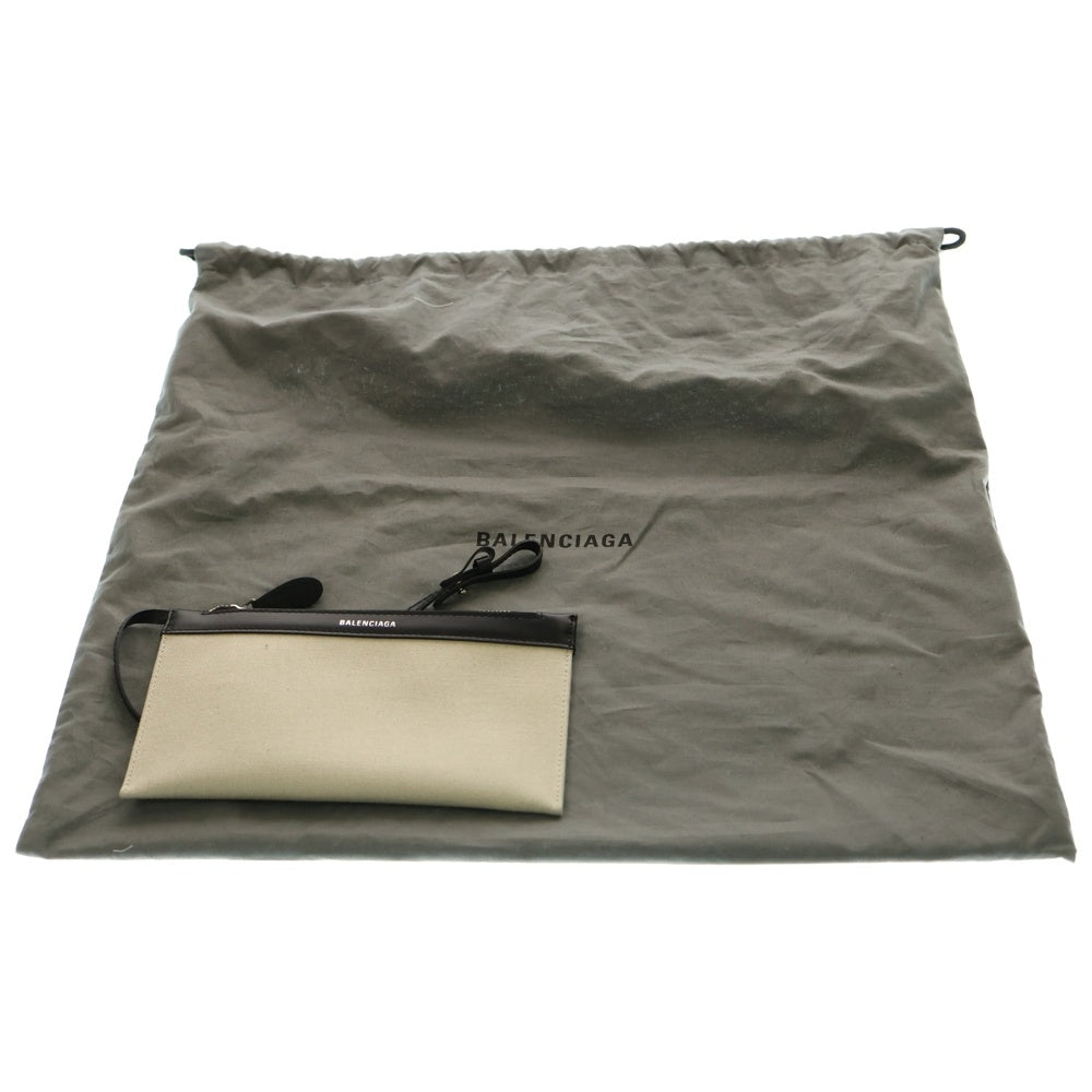 BALENCIAGA(バレンシアガ) ネイビーカバスS ハンドバッグ ブラック×アイボリー キャンバス×レザー 339933