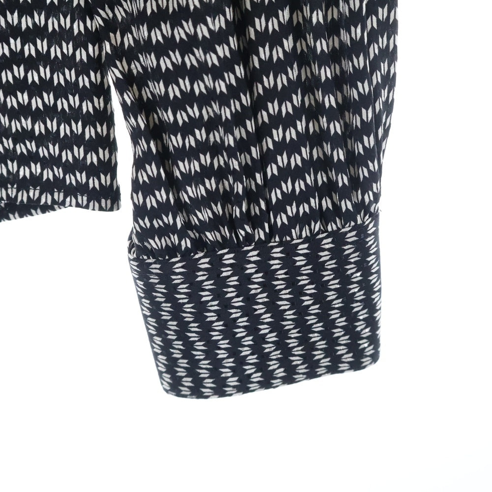 SAINT LAURENT PARIS(サンローランパリ) タイ付き 総柄プリント シルク 長袖シャツ ブラウス ブラック 708400