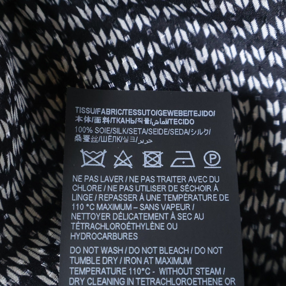 SAINT LAURENT PARIS(サンローランパリ) タイ付き 総柄プリント シルク 長袖シャツ ブラウス ブラック 708400