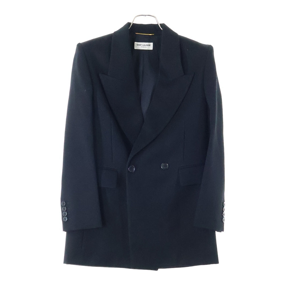 SAINT LAURENT PARIS(サンローランパリ) ウール ダブルブレスト ピークドラペル テーラードジャケット ブラック 726869