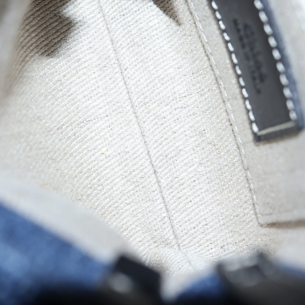 Chloe(クロエ) ウッディ ナノ ロゴ刺繍 デニム レザー ショルダーバッグ インディゴ/ブラック レディース