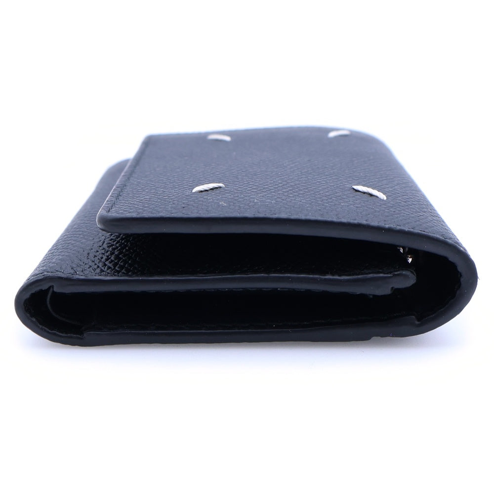 Maison Martin Margiela(メゾンマルタンマルジェラ) 4ステッチ 3つ折り財布 コンパクトウォレット コインケース ブラック レザー シルバー金具