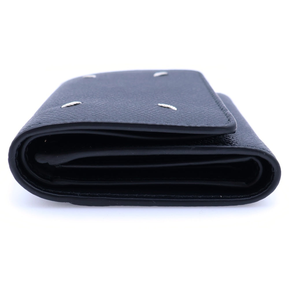 Maison Martin Margiela(メゾンマルタンマルジェラ) 4ステッチ 3つ折り財布 コンパクトウォレット コインケース ブラック レザー シルバー金具