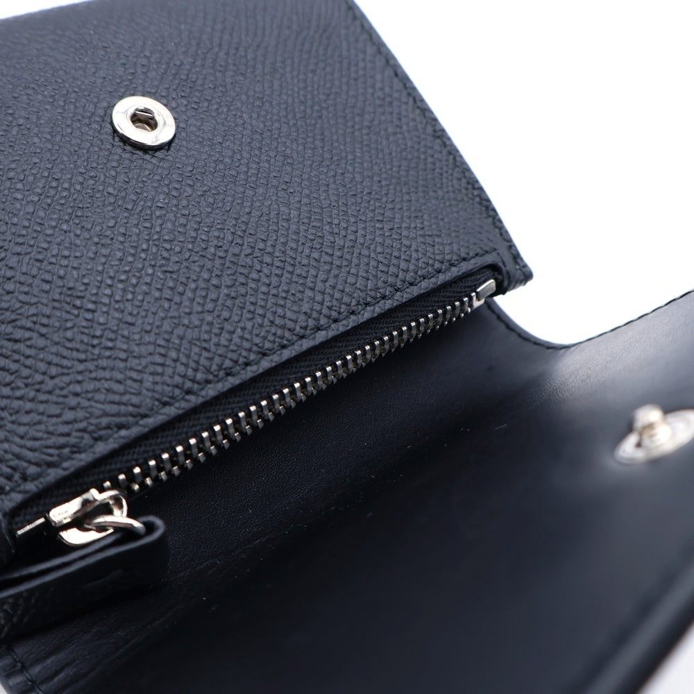 Maison Martin Margiela(メゾンマルタンマルジェラ) 4ステッチ 3つ折り財布 コンパクトウォレット コインケース ブラック レザー シルバー金具