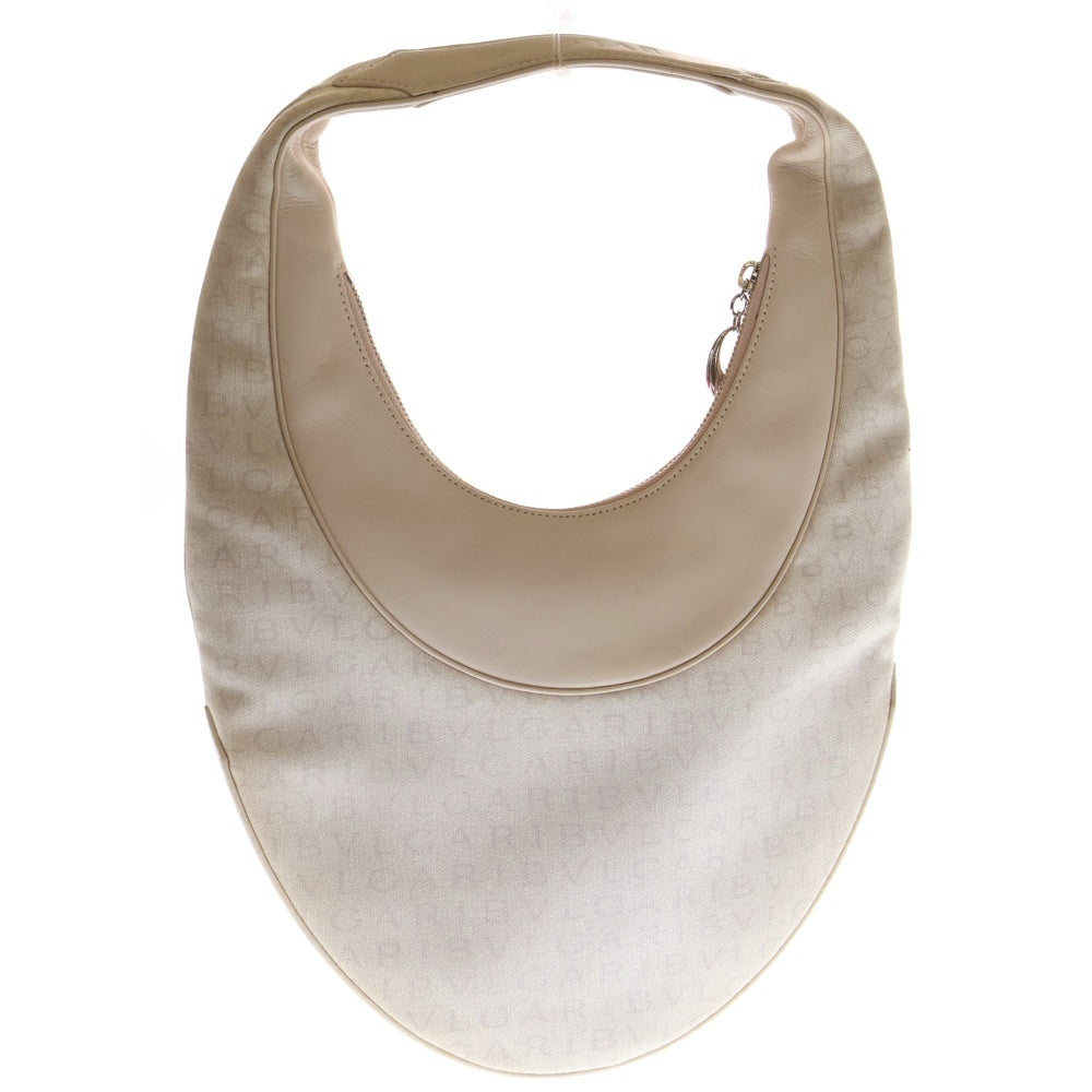 BVLGARI(ブルガリ) ショルダーバック ワンショルダーバッグ ハンドバッグ ライトピンク レザー×キャンバス シルバー金具 レディース