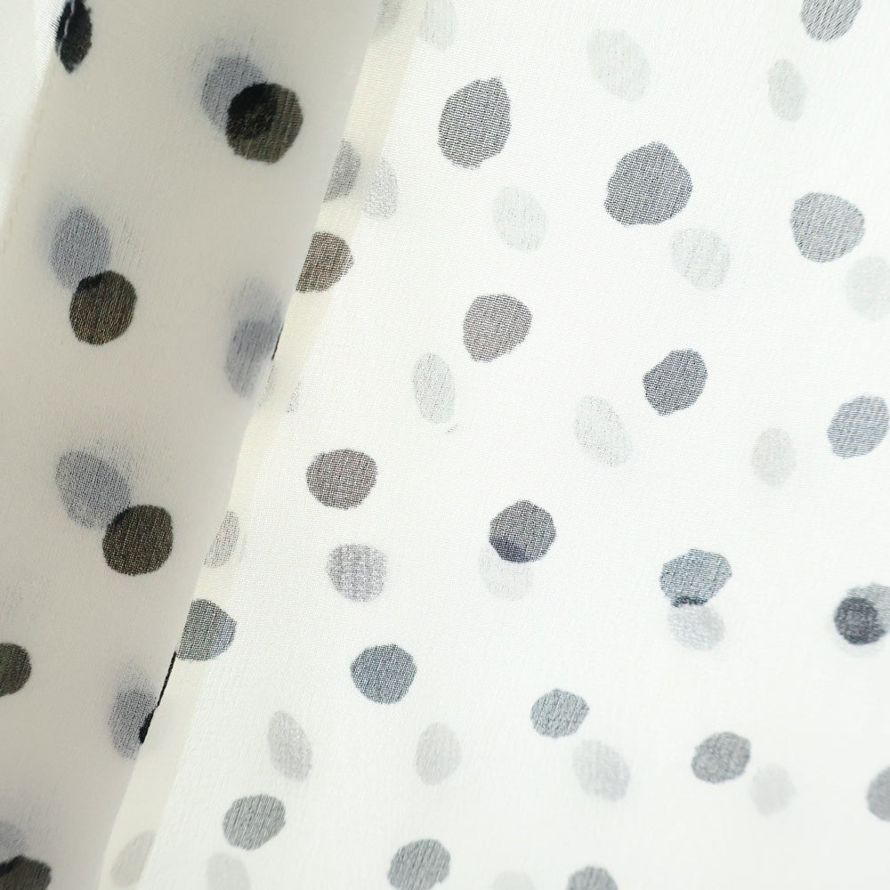 SAINT LAURENT PARIS(サンローランパリ) ドット総柄 シルク シアー 長袖シャツ ホワイト レディース 465896