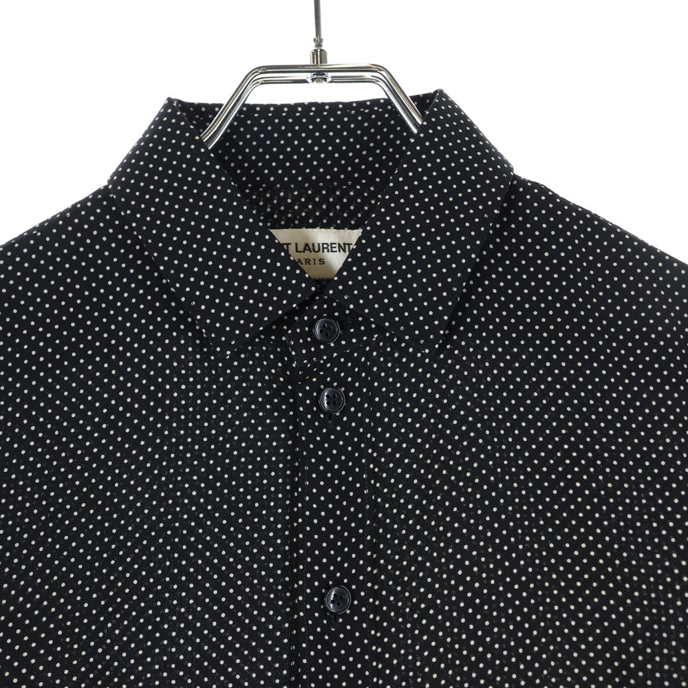 SAINT LAURENT PARIS(サンローランパリ) 20SS ドット総柄プリント シルク 長袖シャツ ブラック レディース 395733