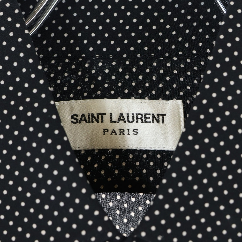 SAINT LAURENT PARIS(サンローランパリ) 20SS ドット総柄プリント シルク 長袖シャツ ブラック レディース 395733