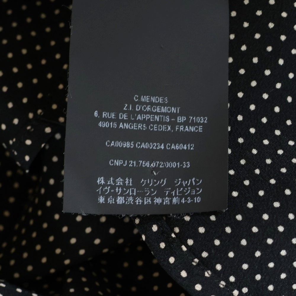 SAINT LAURENT PARIS(サンローランパリ) 20SS ドット総柄プリント シルク 長袖シャツ ブラック レディース 395733