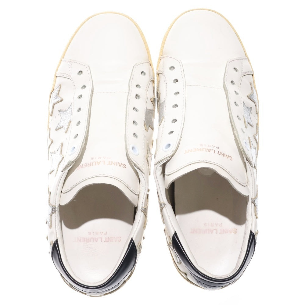 SAINT LAURENT PARIS(サンローランパリ) スターパッチ ロゴプリント レザー レースアップ ローカットシューズ スニーカー ホワイト レディース 419197