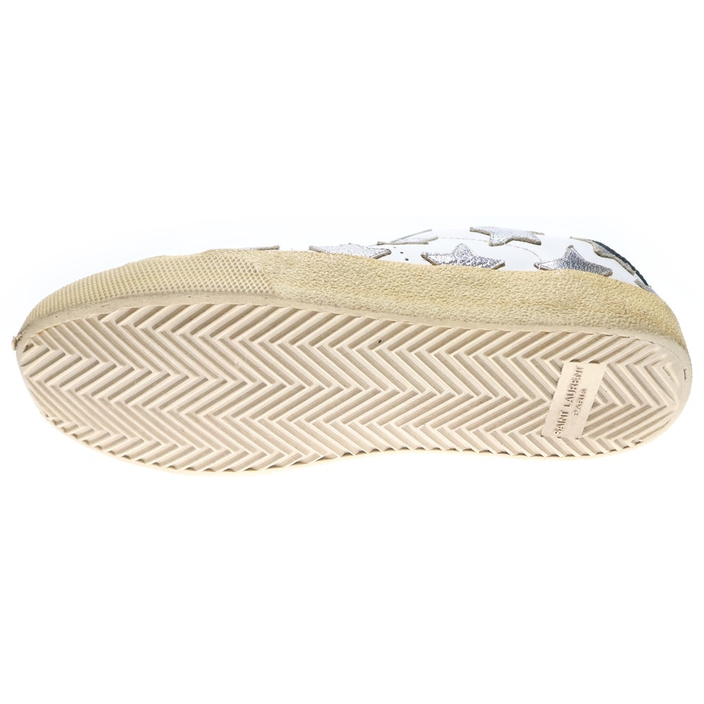 SAINT LAURENT PARIS(サンローランパリ) スターパッチ ロゴプリント レザー レースアップ ローカットシューズ スニーカー ホワイト レディース 419197